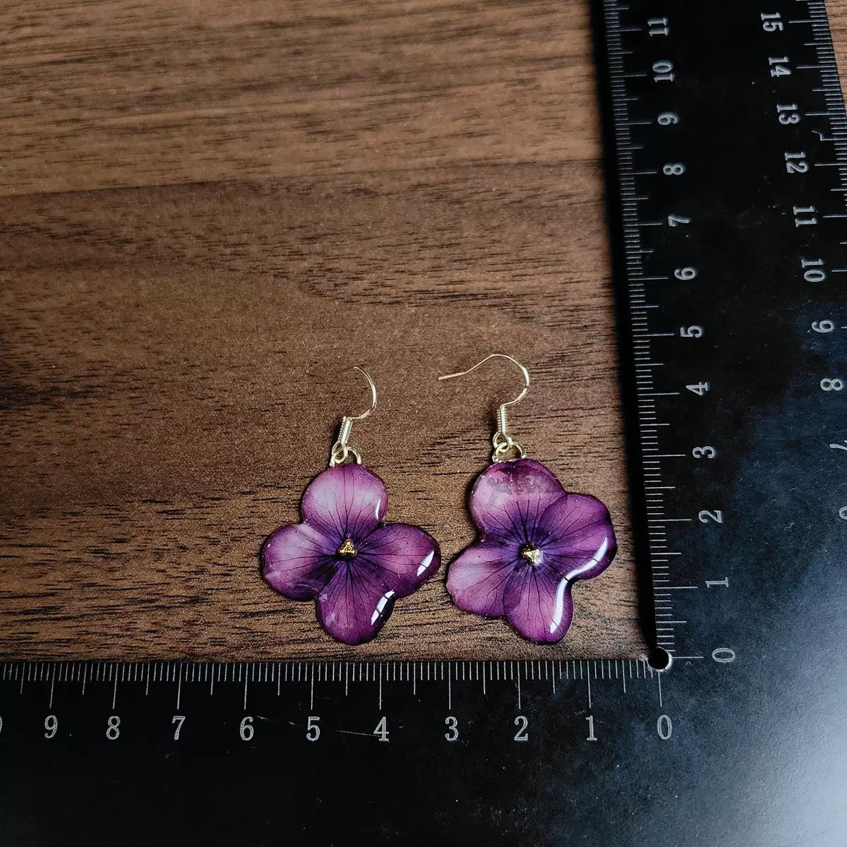 Purple Hydrangea Flower Earrings