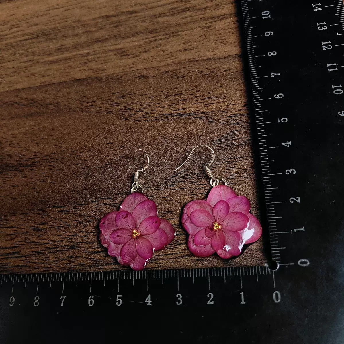 Pink Hydrangea Flower Earrings