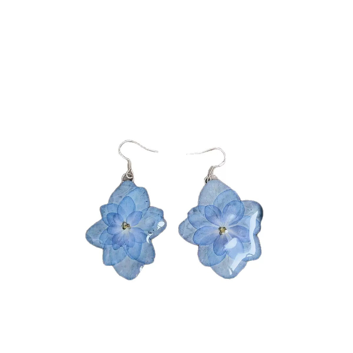 Blue Hydrangea Flower Earrings
