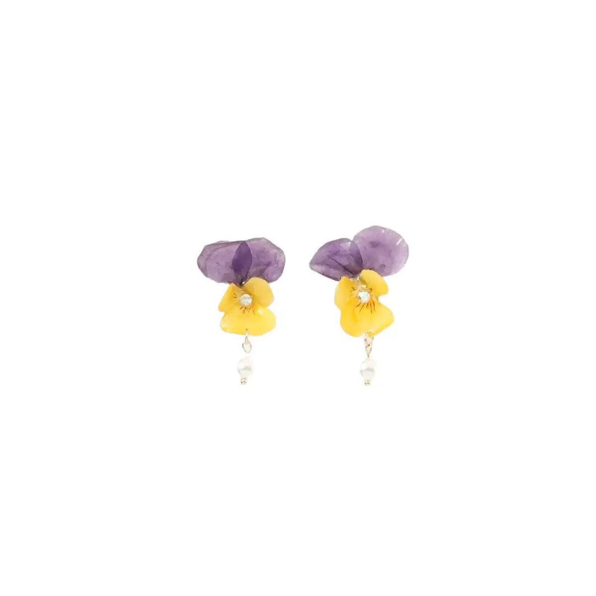 Purple Pansy Drop Earrings