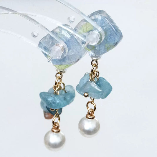 Aquamarine Cluster Earrings