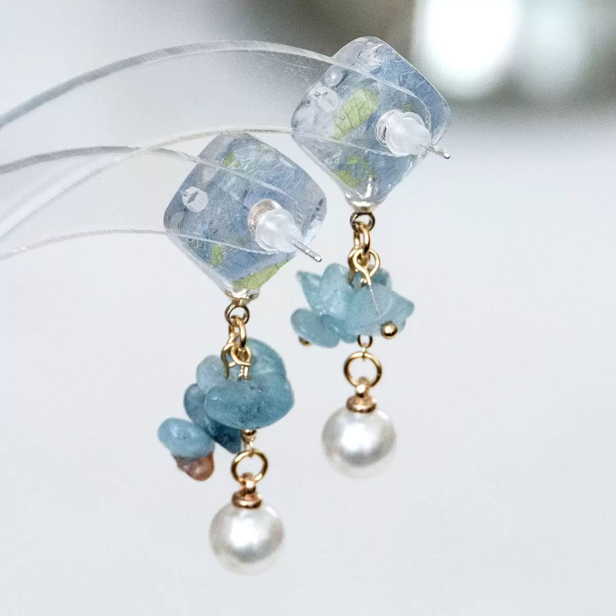 Aquamarine Cluster Earrings