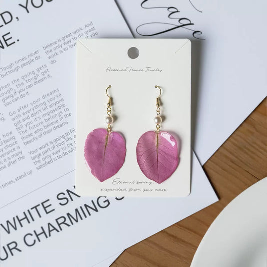 Pink Petal Heart Earrings