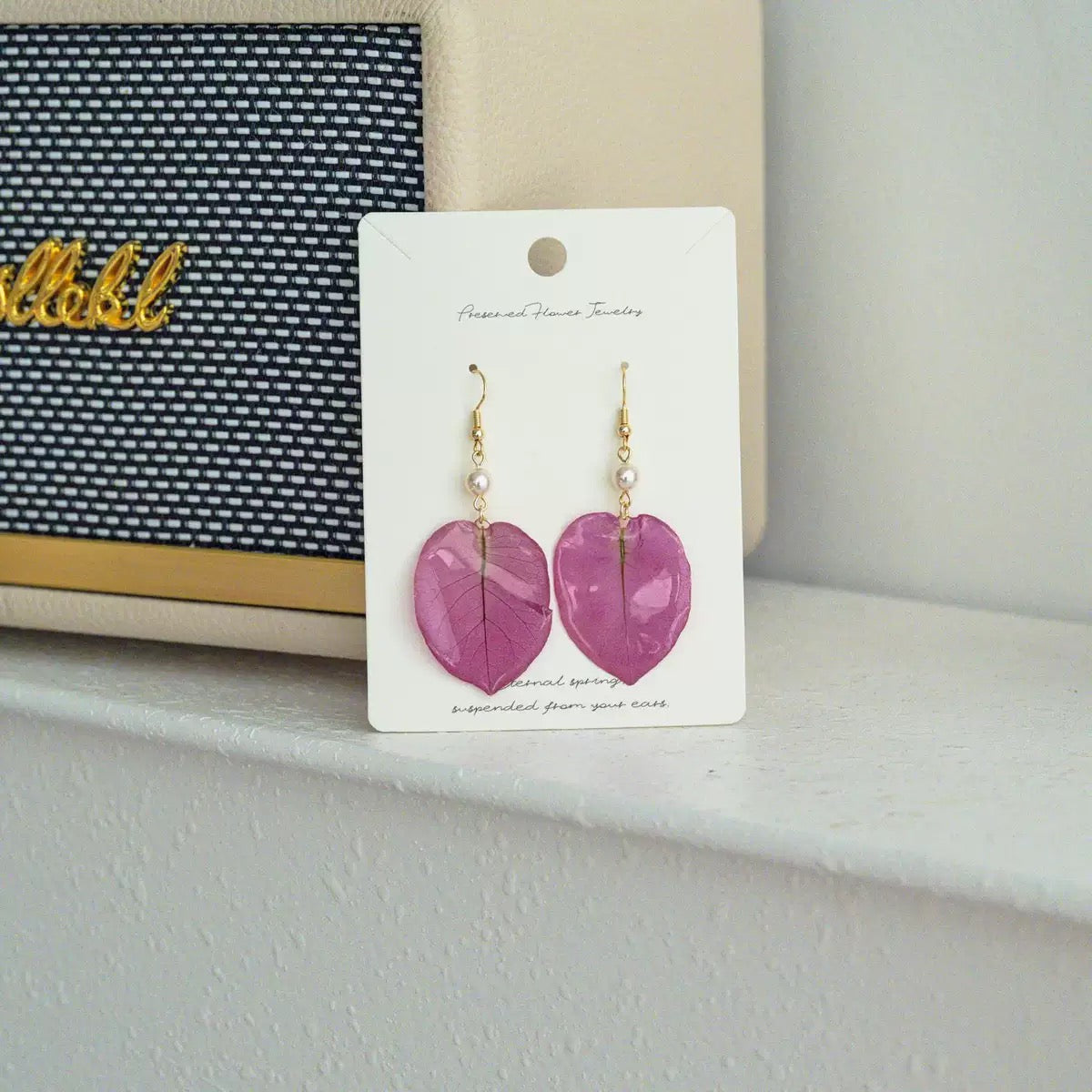 Pink Petal Heart Earrings