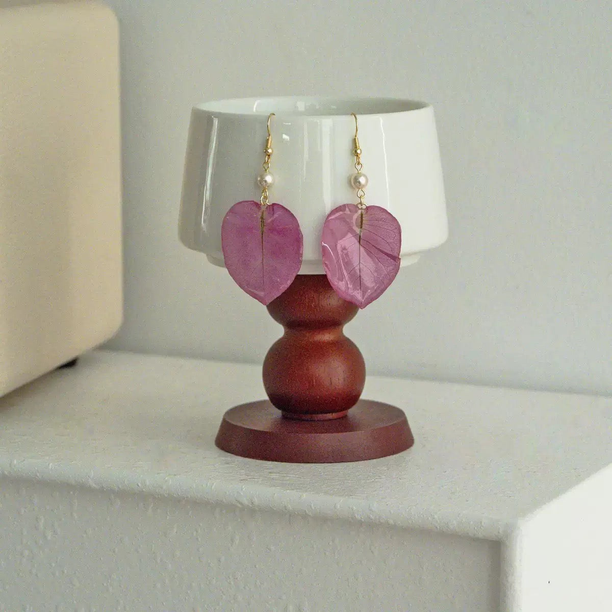 Pink Petal Heart Earrings