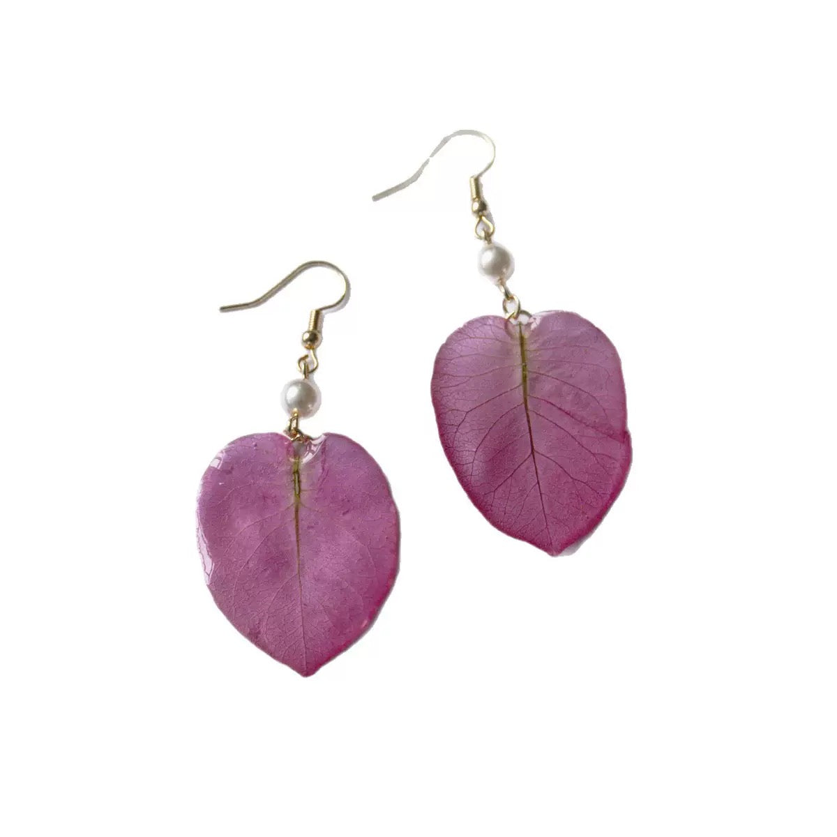 Pink Petal Heart Earrings