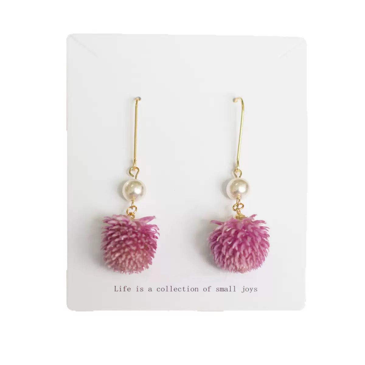 Pink Pom-Pom Dangle Earrings