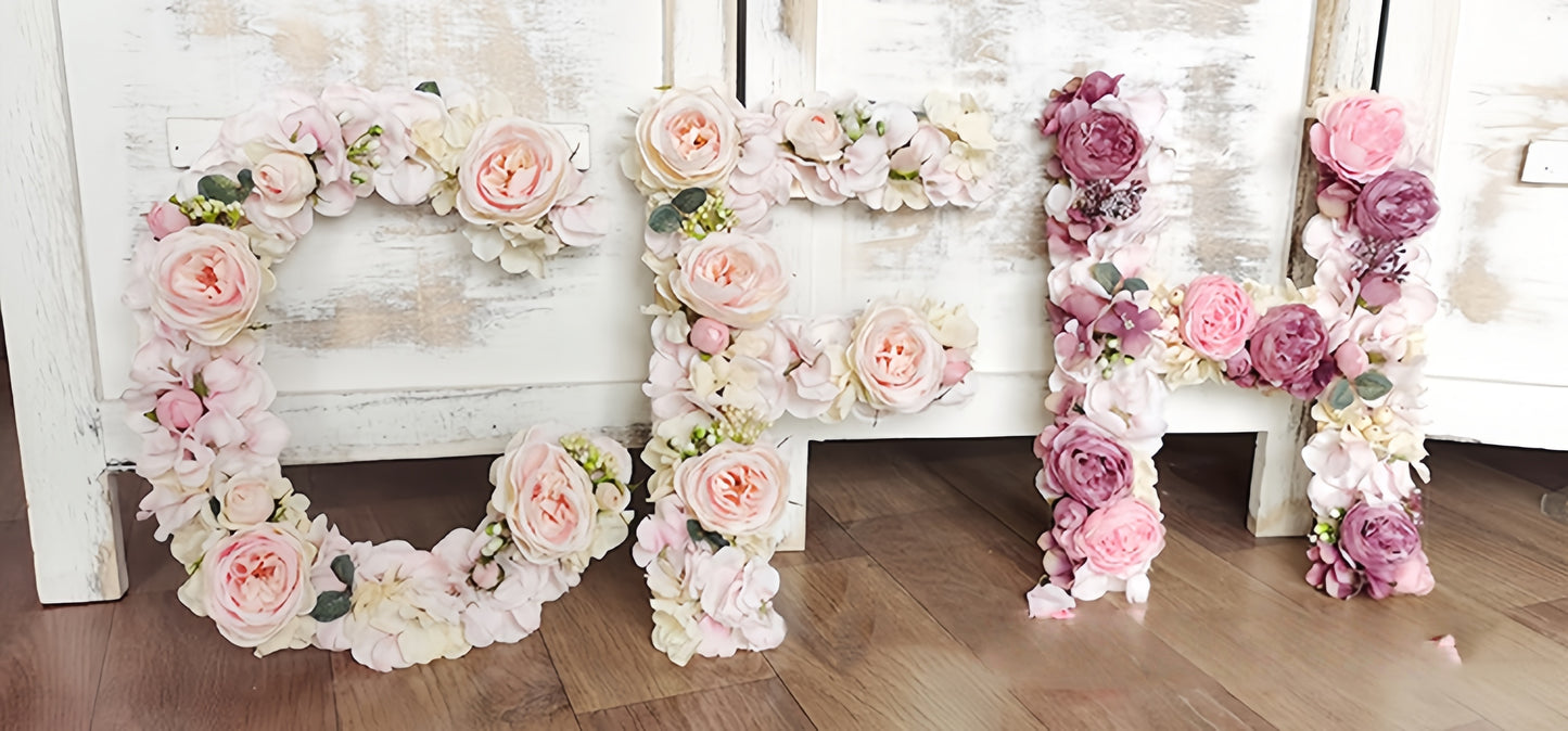 Handmade Silk Flower Letter – Pink & Purple Floral Decoration