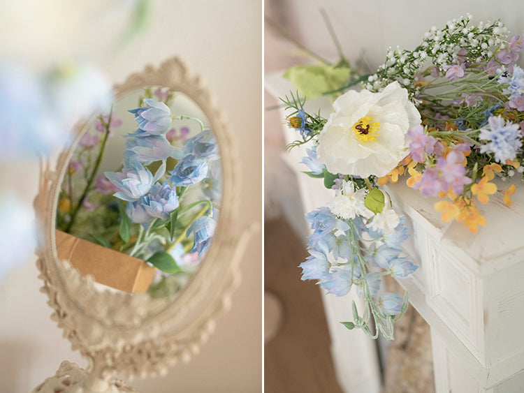 Handmade Blue & White Silk Flower Number Decoration