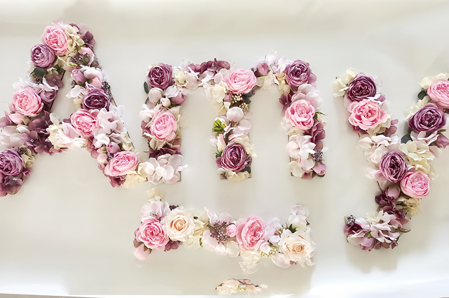Handmade Silk Flower Letter – Pink & Purple Floral Decoration