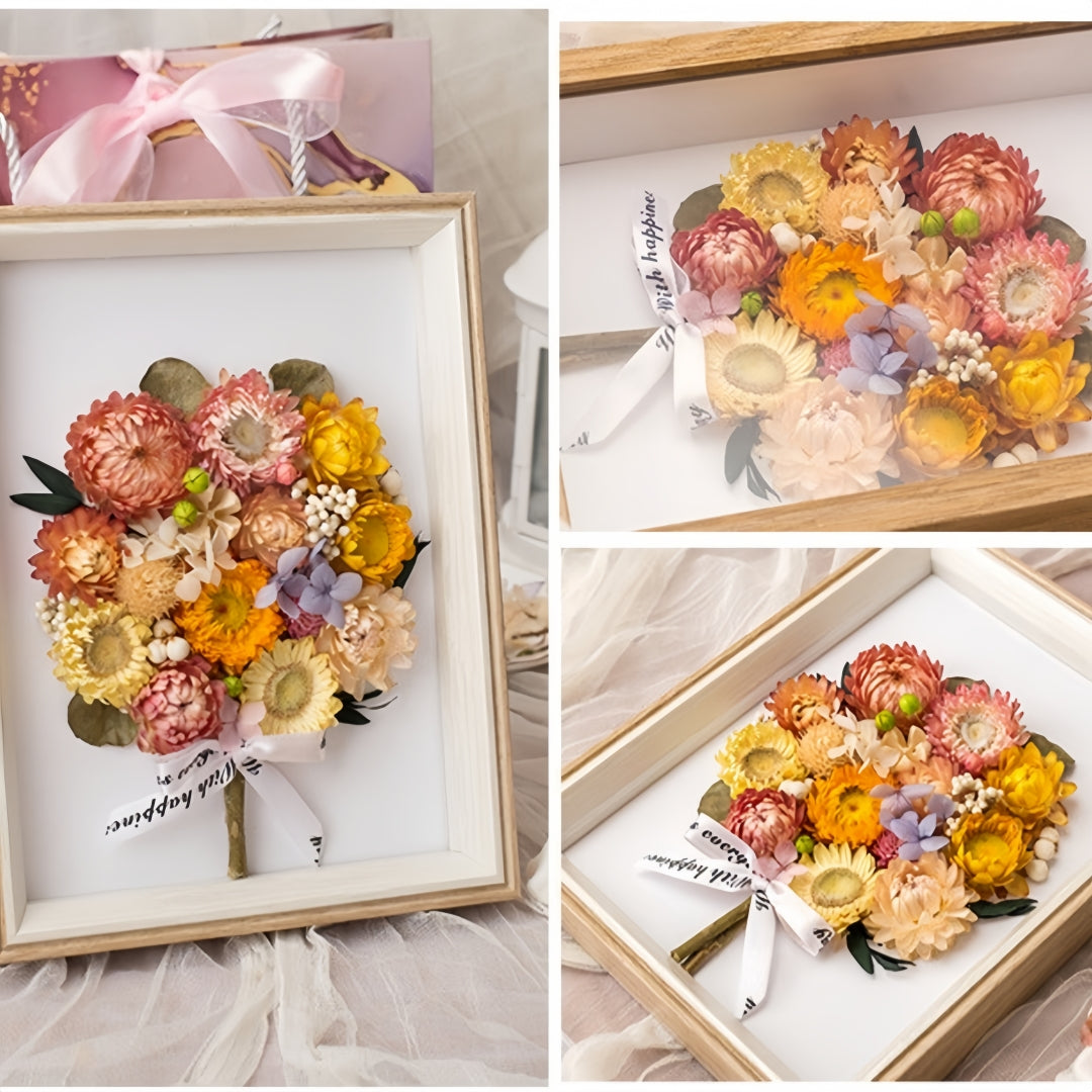 3D Preserved Flowers,Dried Flower Handmade Art Frame –  Graduation or Christmas Gift for Teachers