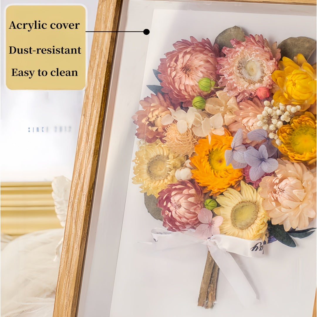 3D Preserved Flowers,Dried Flower Handmade Art Frame –  Graduation or Christmas Gift for Teachers