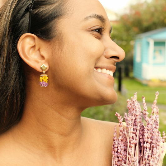 Yellow & Purple Handmade Botanical Jewellery