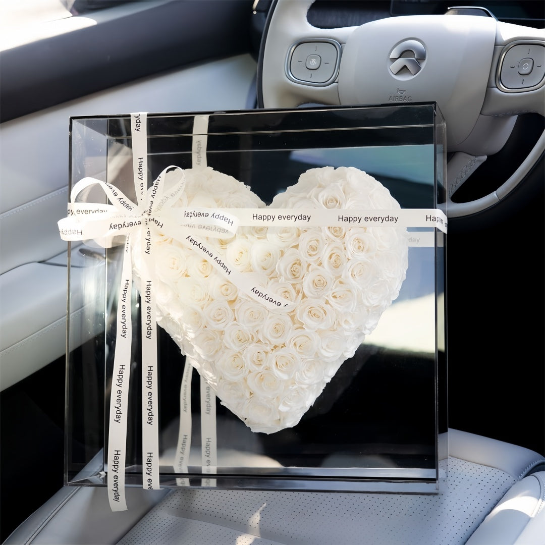 Luxury Heart-Shaped Preserved Rose Box – Valentine's Day or Anniversary Gift