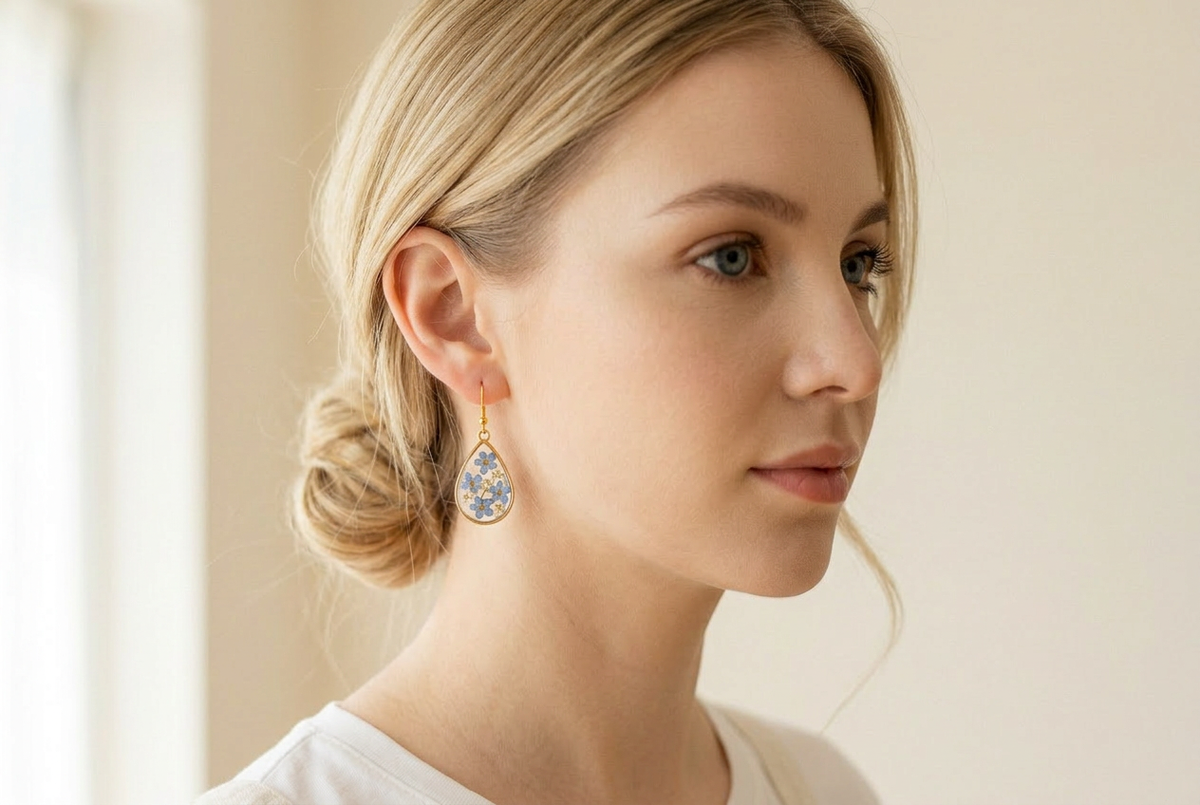 Blue & Pink Teardrop Earrings