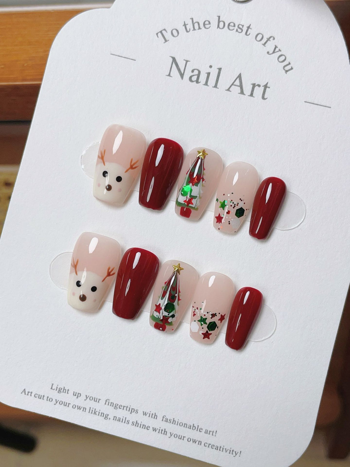 Seasonal & Festive Cute Holiday Bear Red Plaid Press-On Nails (Tool Kit Included)