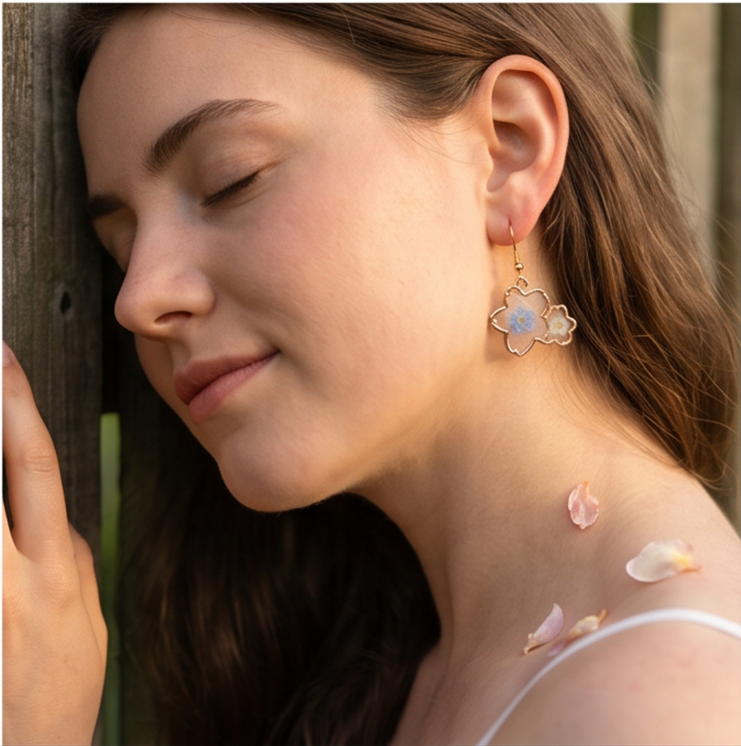 Cream Clover Flower Earrings
