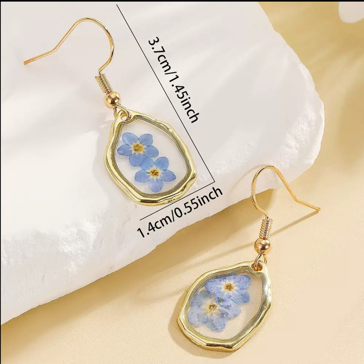 Blue & Yellow Floral Oval Earrings