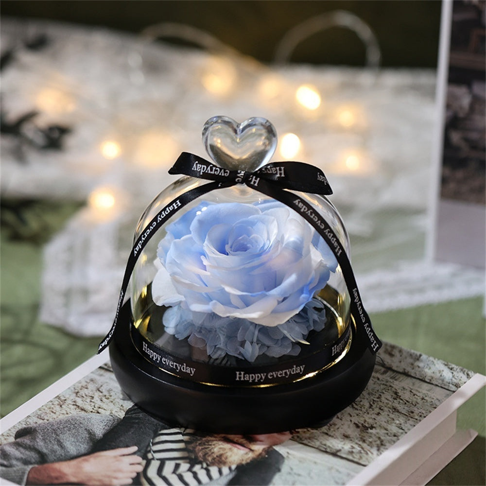 Heart of Bloom – Preserved Flower Glass Dome with LED Light