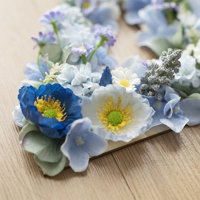 Handmade Blue & White Silk Flower Number Decoration