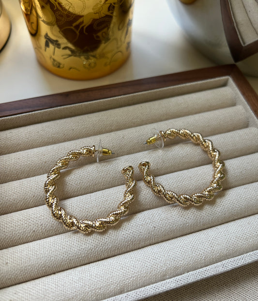 Twisted Rope Gold Hoop Earrings