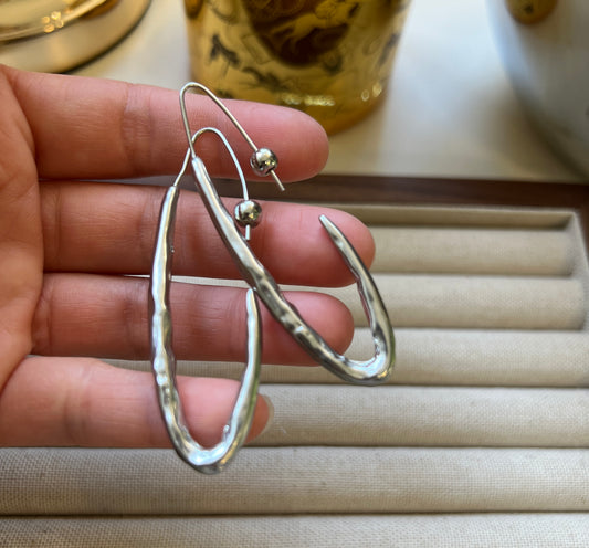 Abstract Sculptural Silver Drop Earrings