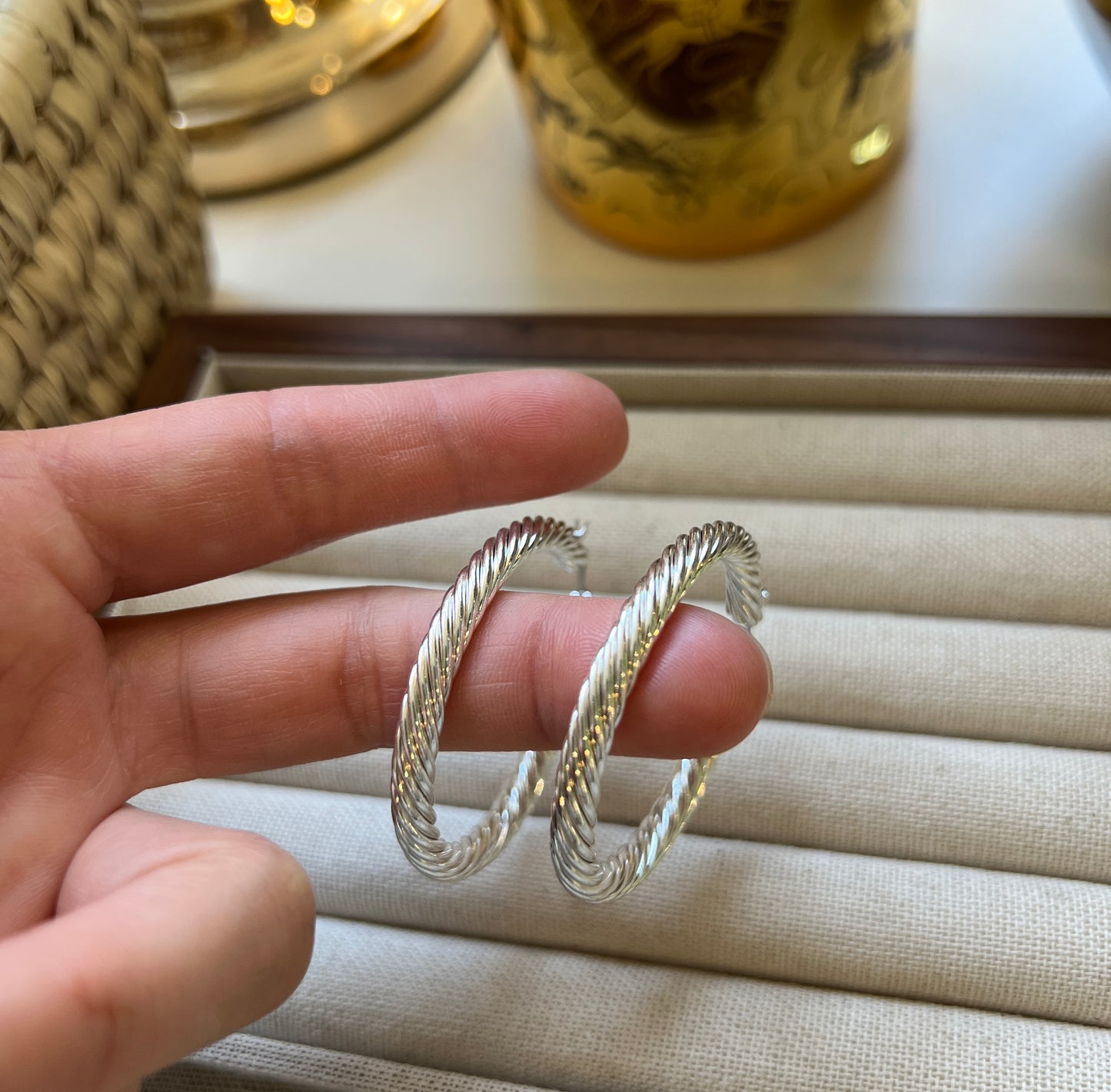 Silver Layered Dome Stud Earrings