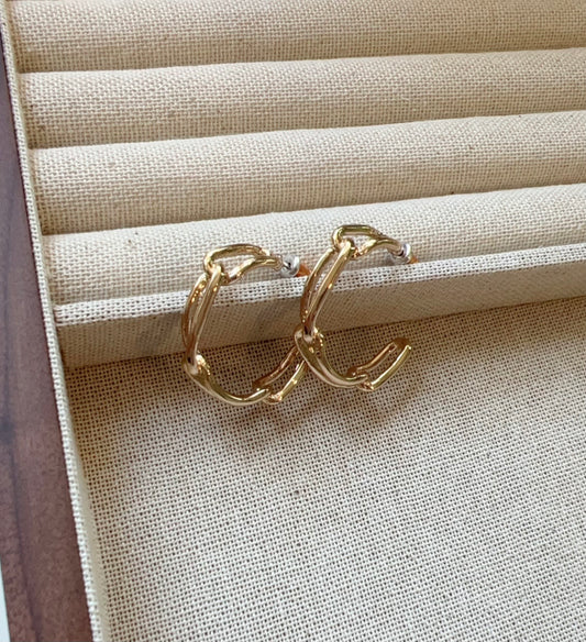 Gold Chain Link Hoop Earrings