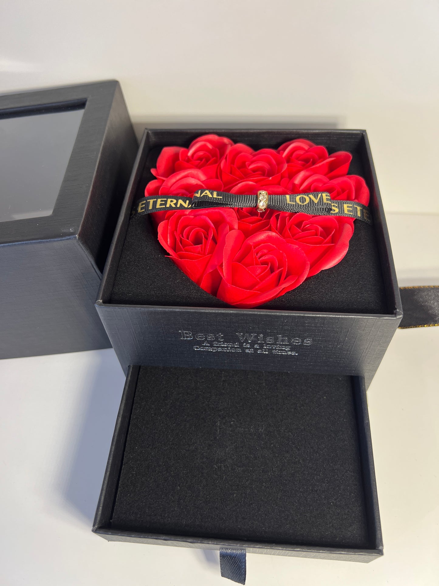 Heart of Roses Soap Flower Jewelry Box – “Best Wishes” Edition