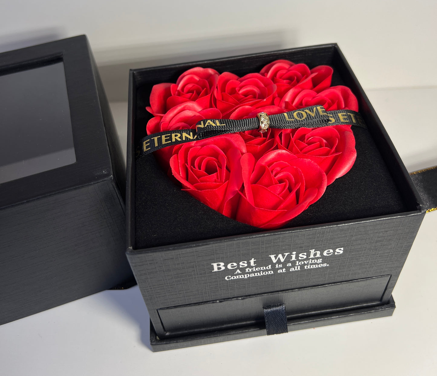 Heart of Roses Soap Flower Jewelry Box – “Best Wishes” Edition