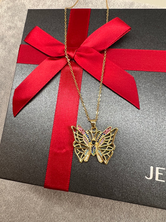 Butterfly Pendant Necklace with Cubic Zirconia