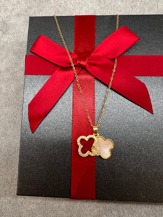 Scented Soap Rose Gift Box with Gold-Plated Floral Pendant Necklace