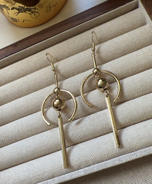 Modern Geometric Gold Dangle Earrings
