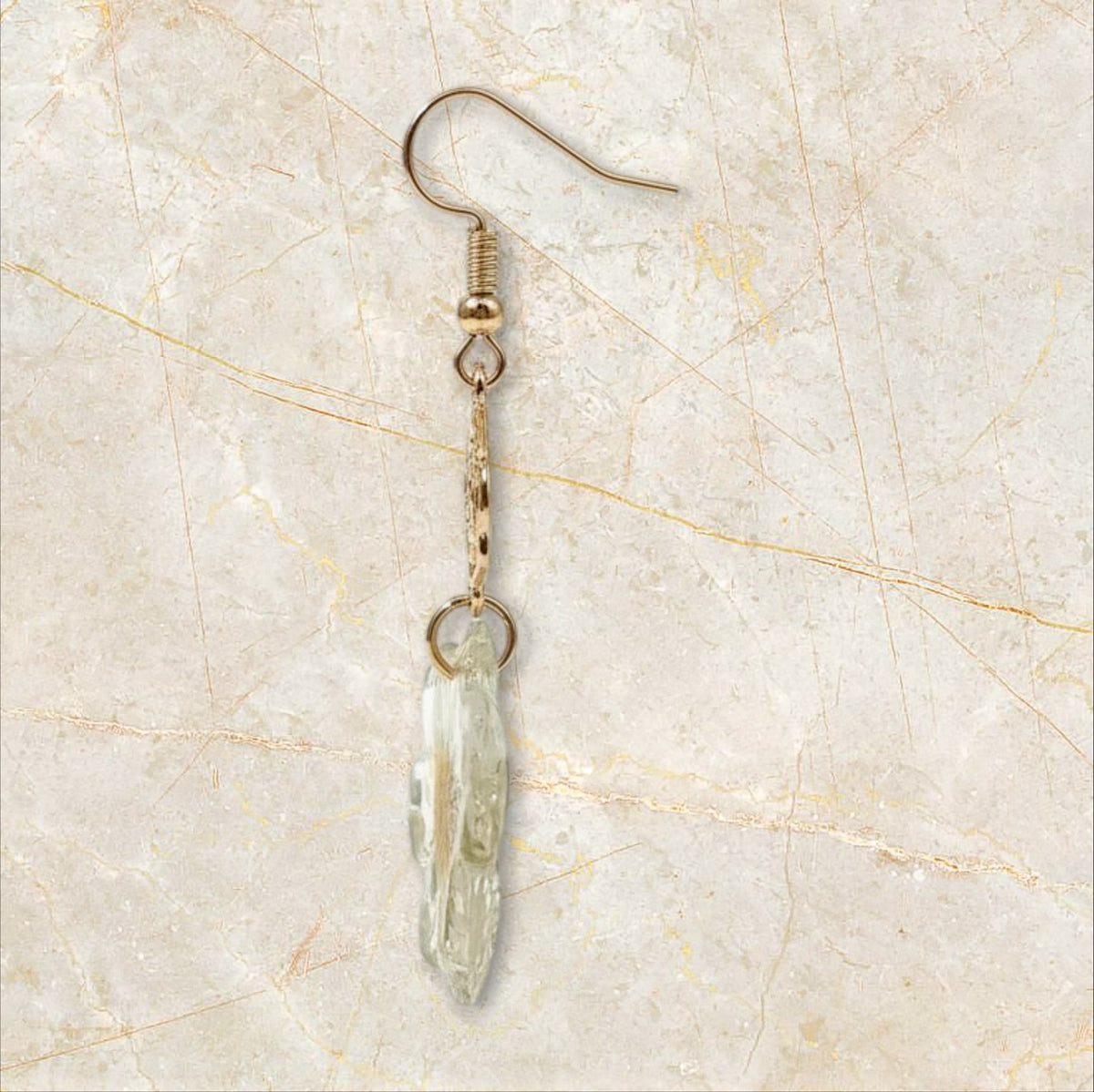 Alyssa's House cream rose drop earrings featuring a delicate gold-tone chain and elegant floral design.