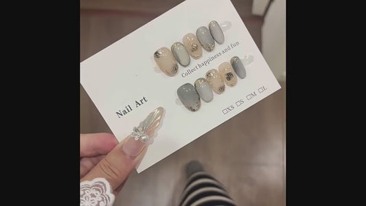 Elegant Champagne Gold Shimmer French Press-On Nails (Tool Kit Included)