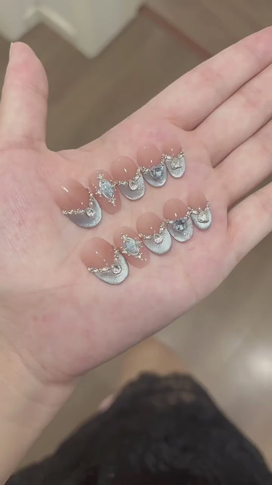 Elegant Crystal Clear Rhinestone Press-On Nails (Tool Kit Included)